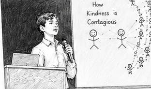 Graham presenting on how kindness is contagious